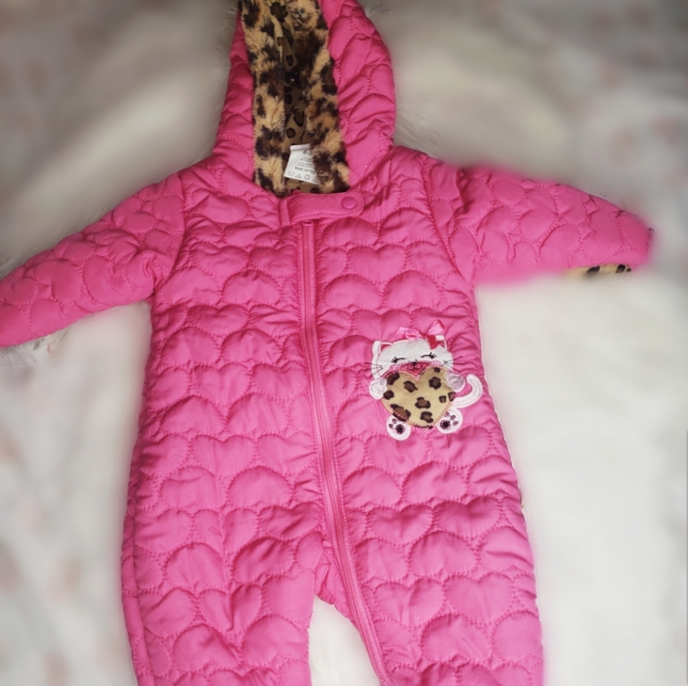Pink Cheetah Print Baby Snowsuit